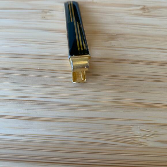 Men's Tie Clip Gold Black Enamel MCM 2" long - Picture 2 of 4